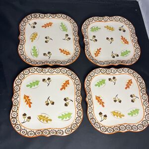 Temp-tations by Tara Old World Fall 8” Square Salad Plate Set of 4 Thanksgiving